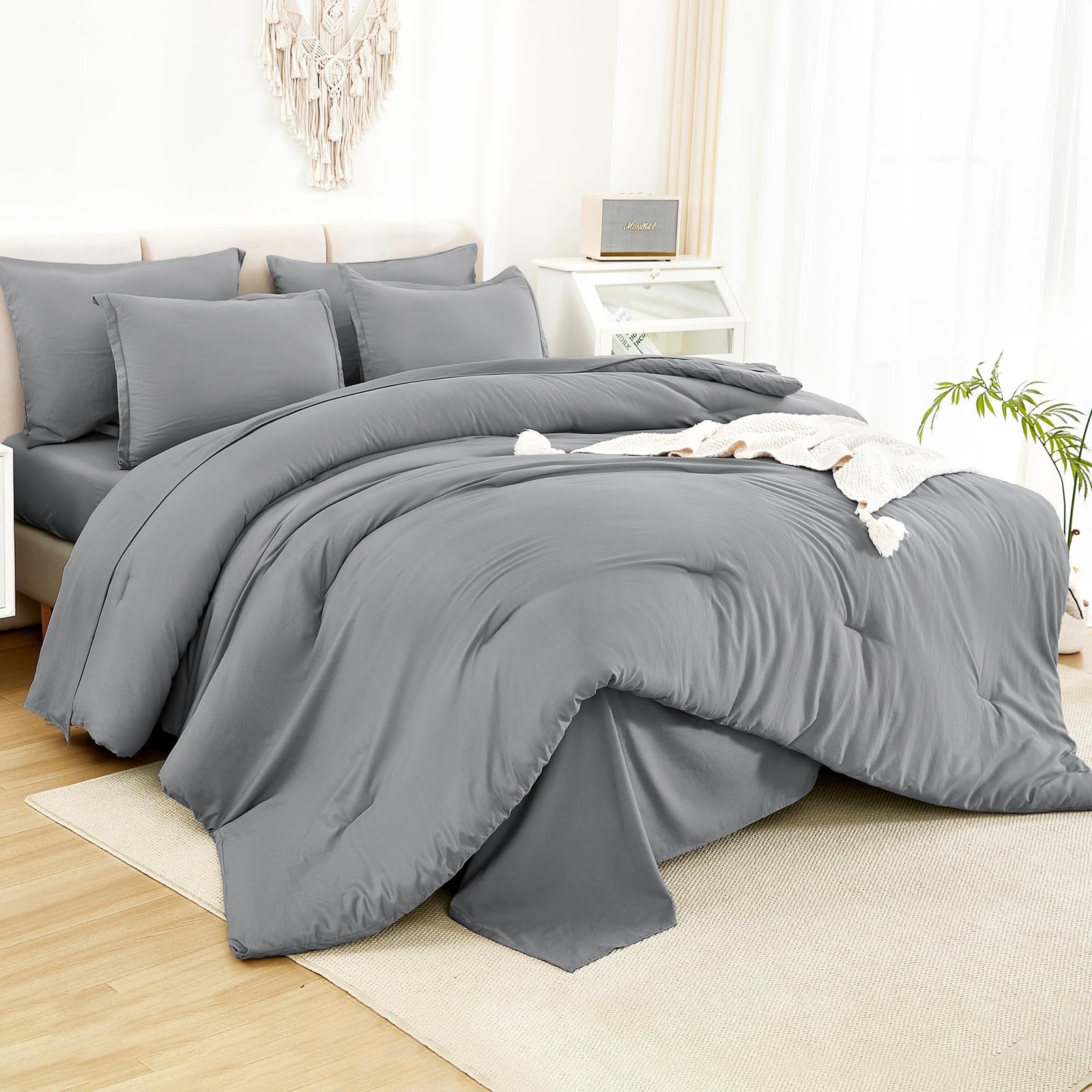 TODD GRIMES King Size Comforter Set Dark Emerald Green - 7 Pieces Bed in a Bag King Bedding Comforter Sets, Solid Lightweight Bed Set with Comforter, Sheets, Pillowcases & Shams - Image 25