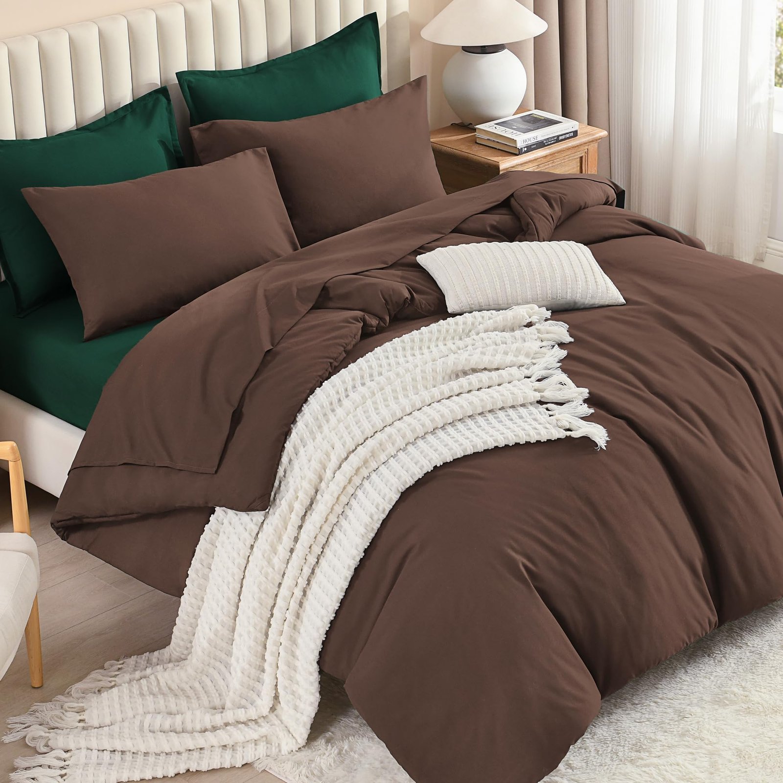 TODD GRIMES King Size Comforter Set Dark Emerald Green - 7 Pieces Bed in a Bag King Bedding Comforter Sets, Solid Lightweight Bed Set with Comforter, Sheets, Pillowcases & Shams - Image 7
