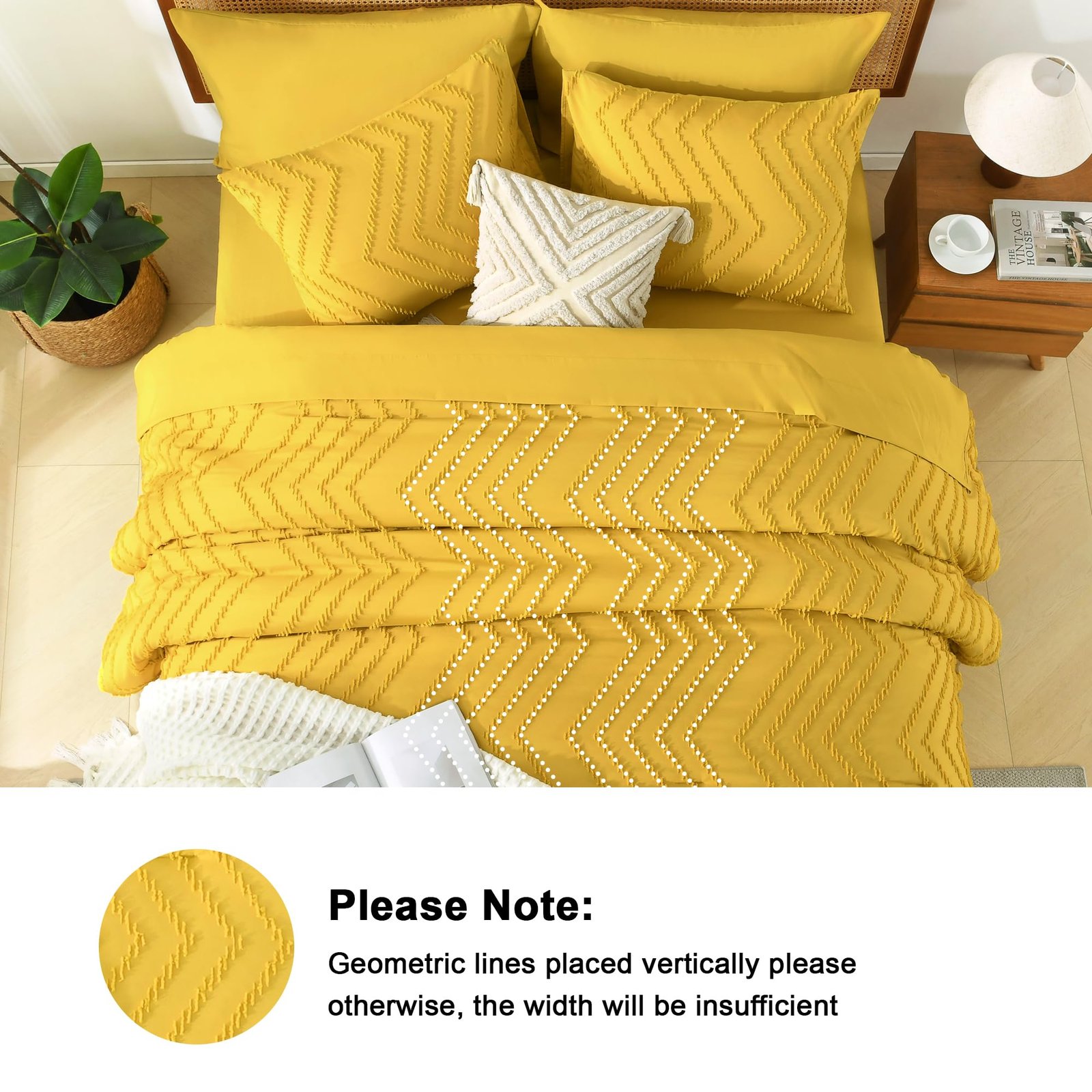 TODD GRIMES King Size Comforter Set with Sheets Beige - 7 Pieces Bed in a Bag King Chevron Tufted Boho Luxury Bedding Sets with Comforter, Sheets, Pillowcases & Shams - Image 89