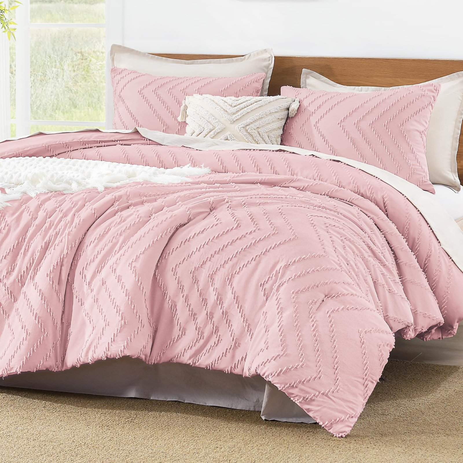 TODD GRIMES King Size Comforter Set Dark Emerald Green, 3 Pieces Lightweight Fluffy Comforter King Size Boho Tufted Comforter Bed Set Gift Choice - Image 28