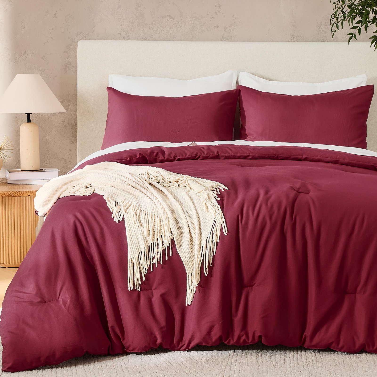 TODD GRIMES Dark Emerald Green Queen Size Comforter Set, 3 Pieces Forest Hunter Green Boho Solid Bedding Sets, Soft Cozy Lightweight Down Alternative All Season Bed Set - Image 14