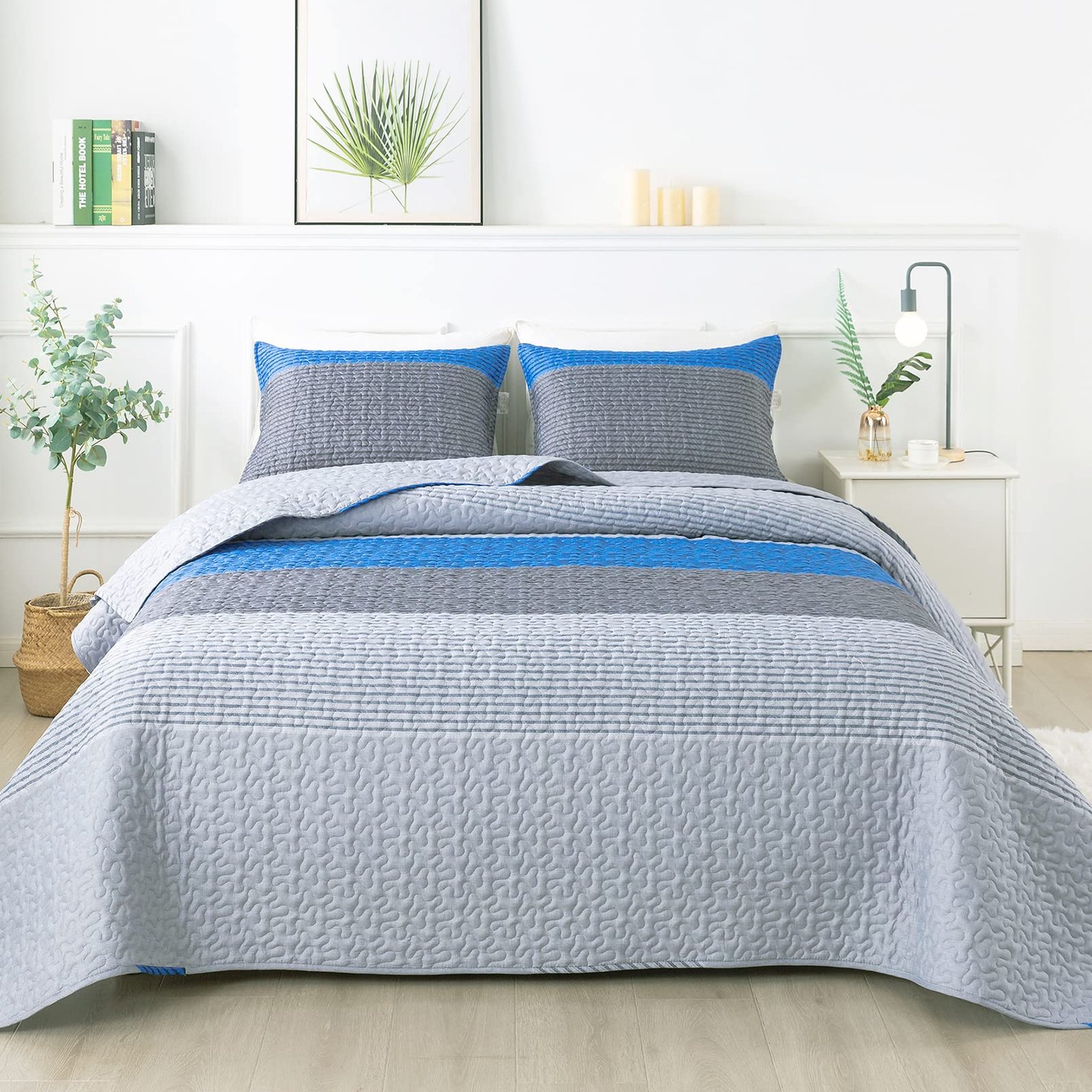 TODD GRIMES King Size Quilt Set Sage Green, 3 Pieces Mint Green Ultra Soft Lightweight Bedspreads & Coverlets Set, Patchwork Striped Quilted Bedding Sets for All Seasons (1 Quilt, 2 Pillow Shams) - Image 17
