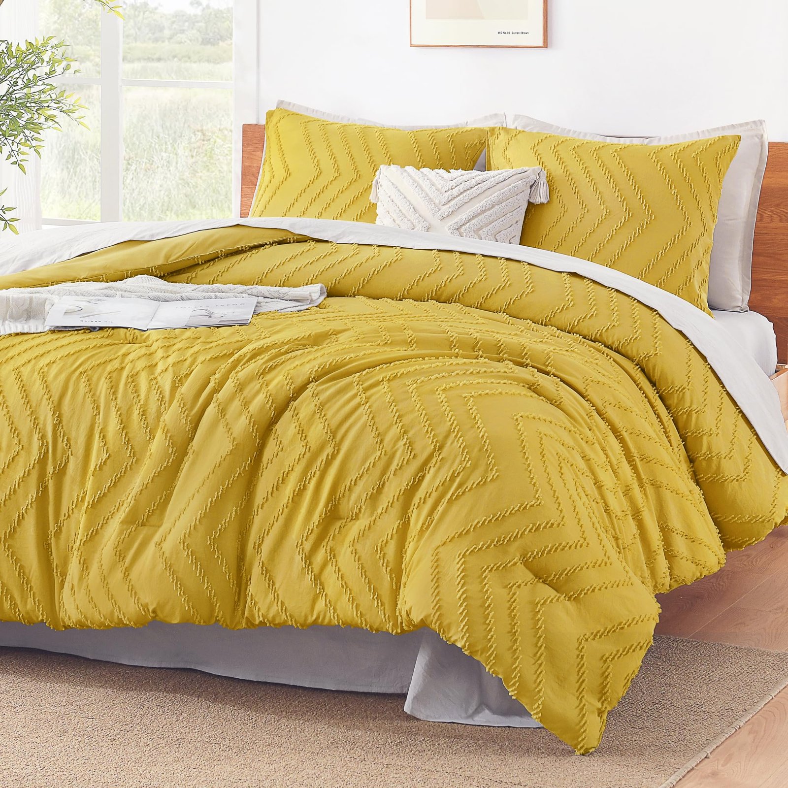 TODD GRIMES King Size Comforter Set Dark Emerald Green, 3 Pieces Lightweight Fluffy Comforter King Size Boho Tufted Comforter Bed Set Gift Choice - Image 5
