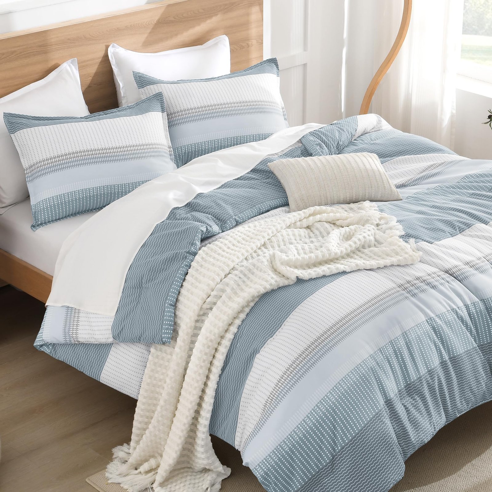 TODD GRIMES Queen Comforter Set Black White Grey - 3 Pieces Lightweight Summer Bedding Set, All Season Down Alternative Comforter (1 Comforter, 2 Pillowcases) - Image 11