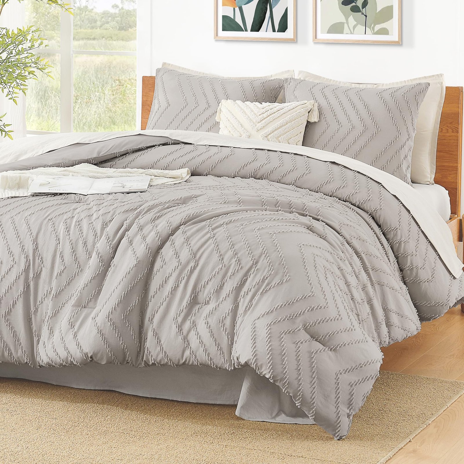 TODD GRIMES King Size Comforter Set Dark Emerald Green, 3 Pieces Lightweight Fluffy Comforter King Size Boho Tufted Comforter Bed Set Gift Choice - Image 36