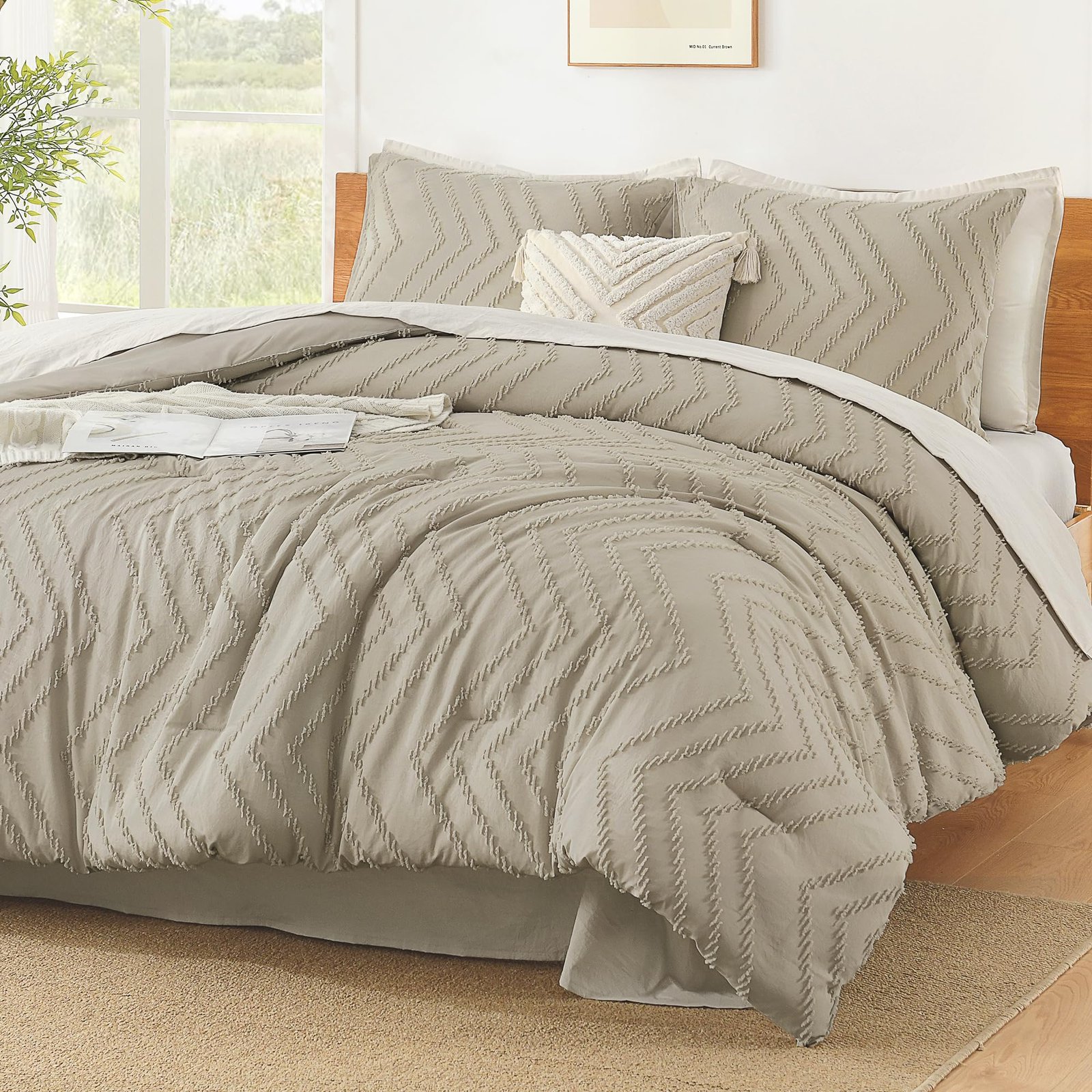 TODD GRIMES King Size Comforter Set Dark Emerald Green, 3 Pieces Lightweight Fluffy Comforter King Size Boho Tufted Comforter Bed Set Gift Choice - Image 2