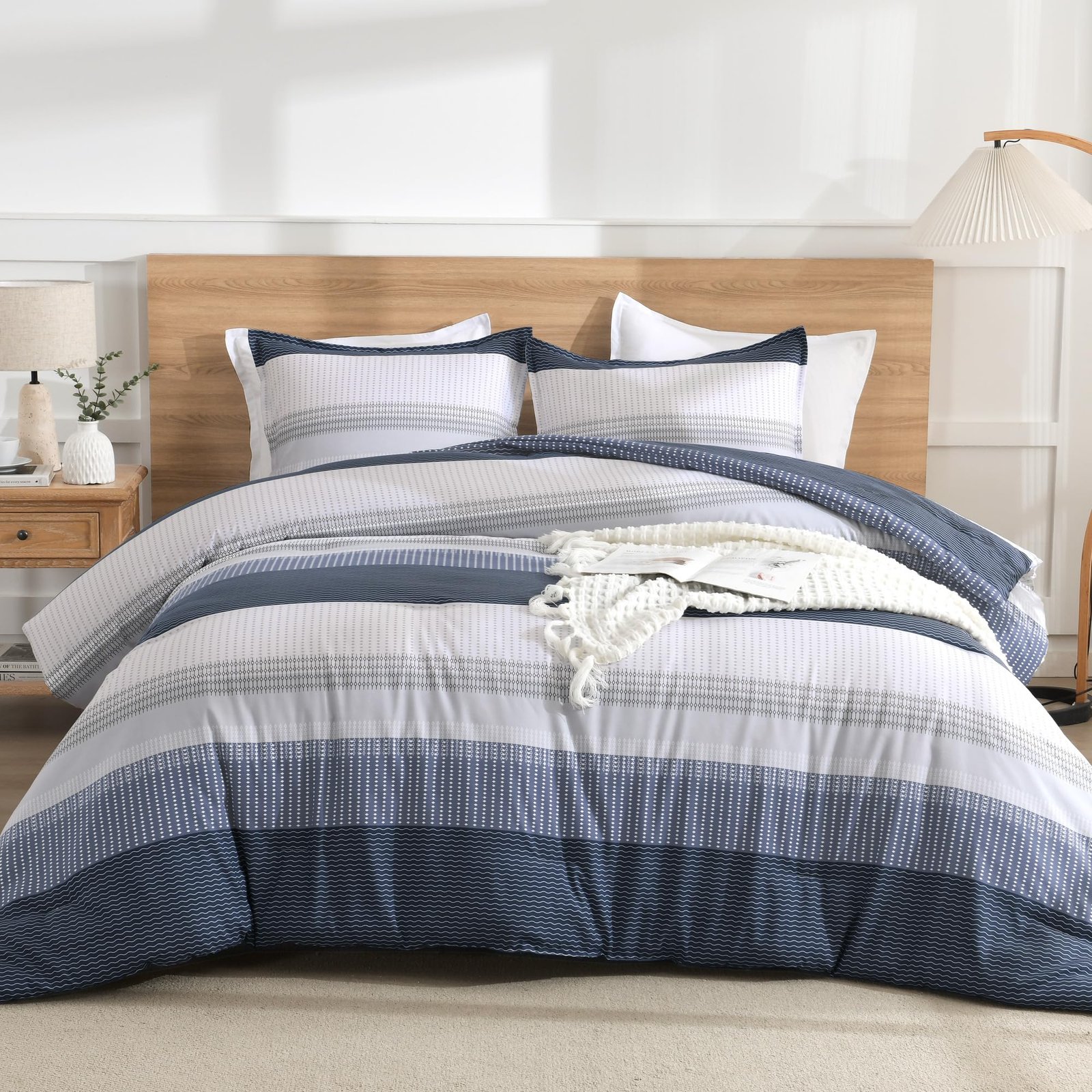 TODD GRIMES Queen Comforter Set Black White Grey - 3 Pieces Lightweight Summer Bedding Set, All Season Down Alternative Comforter (1 Comforter, 2 Pillowcases) - Image 10