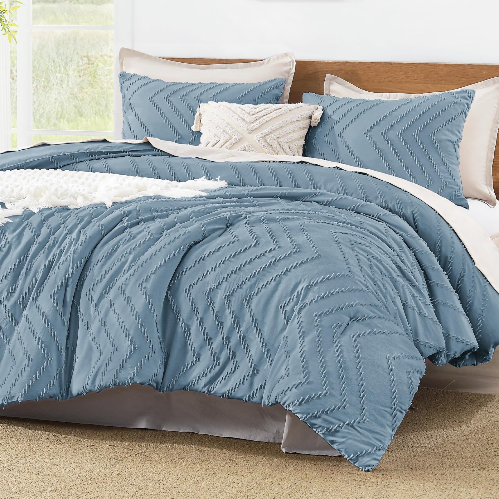 TODD GRIMES King Size Comforter Set Dark Emerald Green, 3 Pieces Lightweight Fluffy Comforter King Size Boho Tufted Comforter Bed Set Gift Choice - Image 10