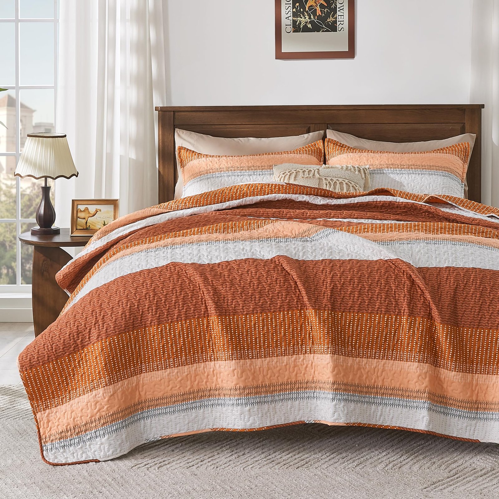 TODD GRIMES King Size Quilt Set Sage Green, 3 Pieces Mint Green Ultra Soft Lightweight Bedspreads & Coverlets Set, Patchwork Striped Quilted Bedding Sets for All Seasons (1 Quilt, 2 Pillow Shams) - Image 18