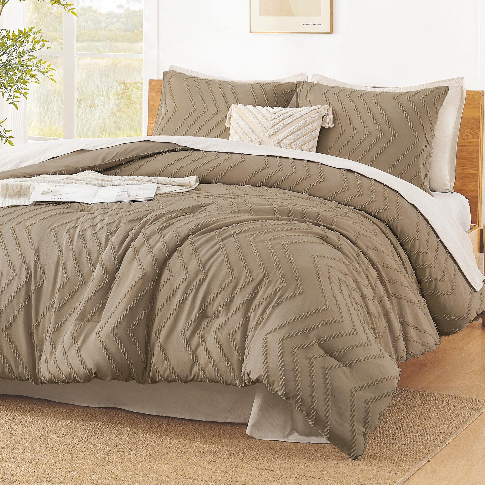 TODD GRIMES King Size Comforter Set Dark Emerald Green, 3 Pieces Lightweight Fluffy Comforter King Size Boho Tufted Comforter Bed Set Gift Choice - Image 26