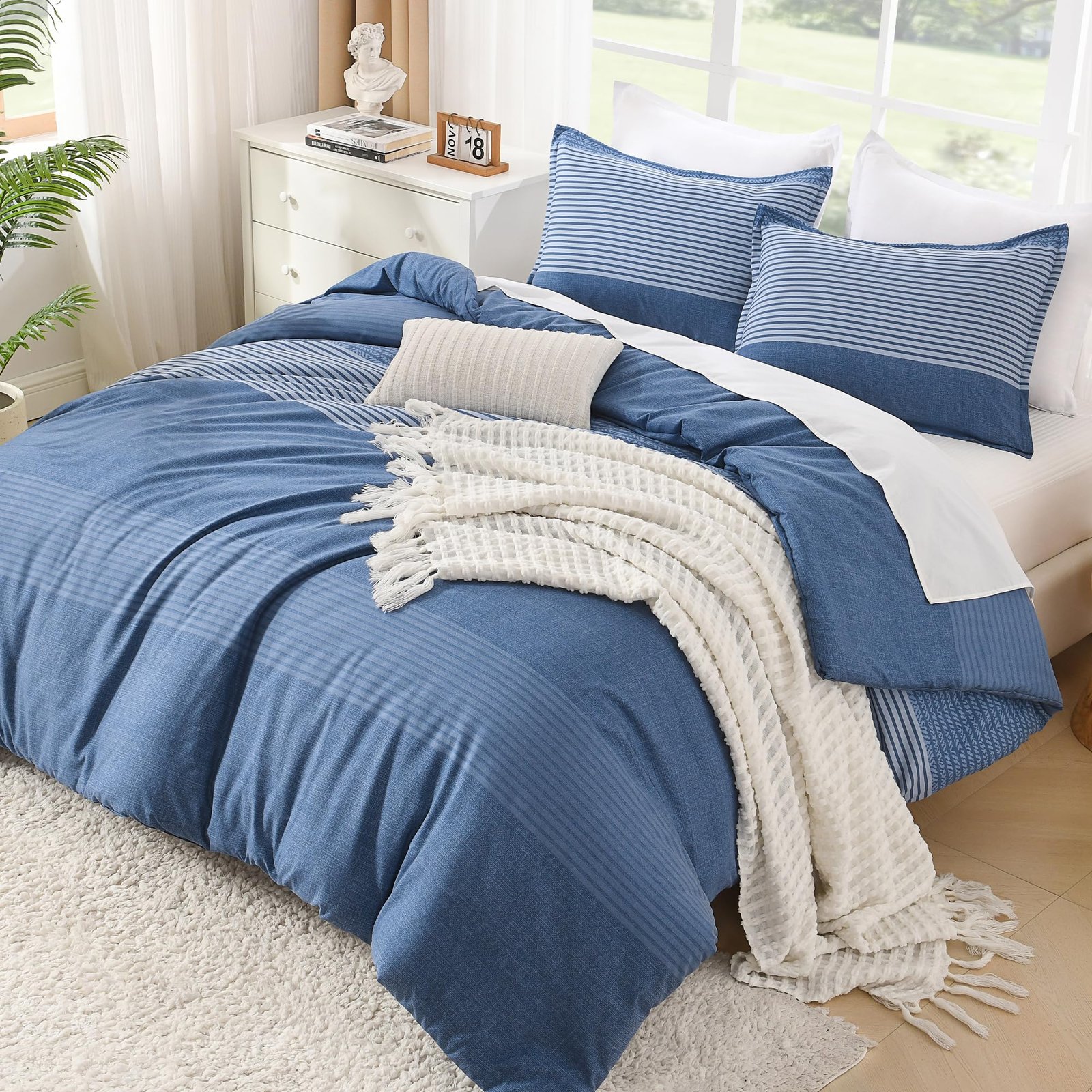 TODD GRIMES Queen Comforter Set Black White Grey - 3 Pieces Lightweight Summer Bedding Set, All Season Down Alternative Comforter (1 Comforter, 2 Pillowcases) - Image 18