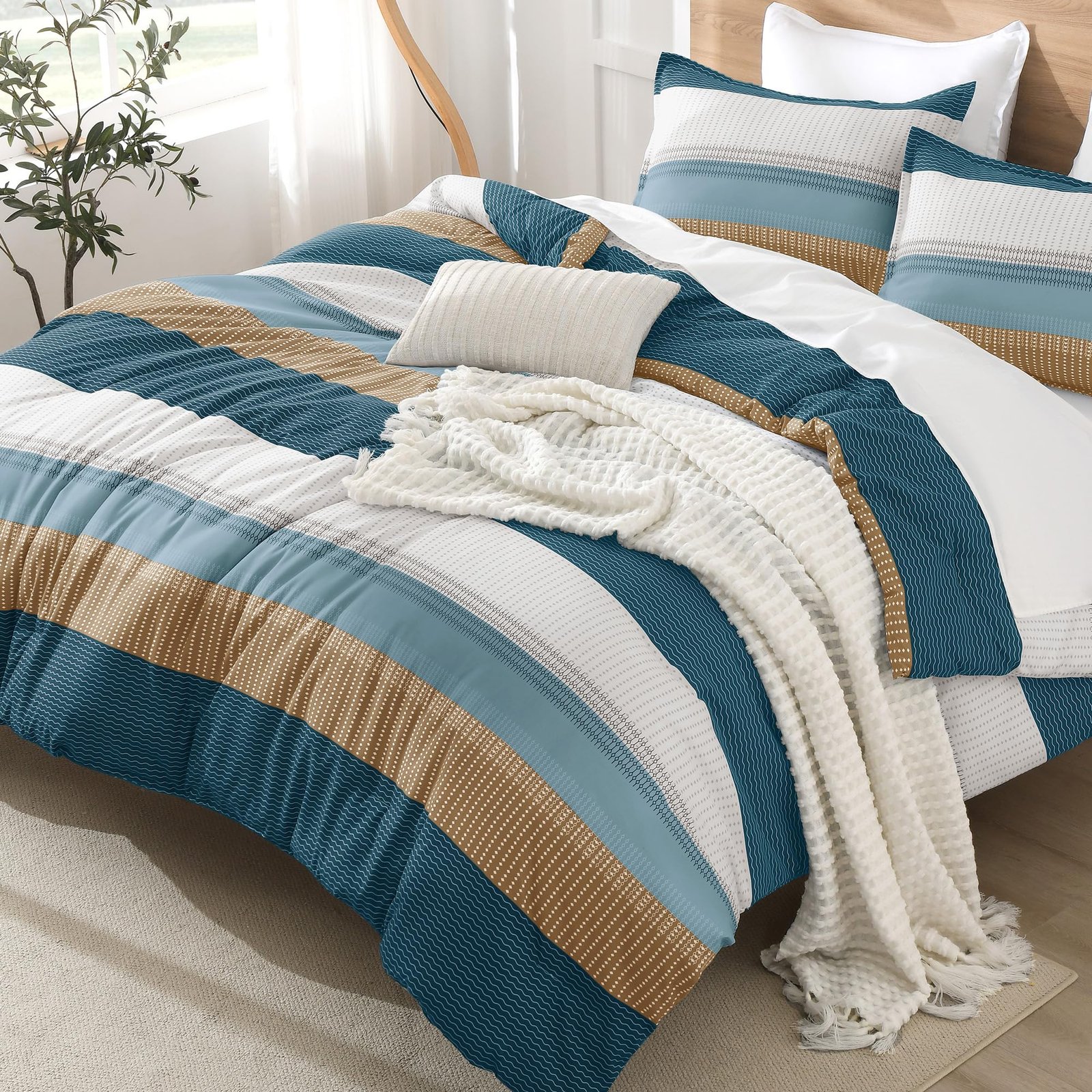 TODD GRIMES Queen Comforter Set Black White Grey - 3 Pieces Lightweight Summer Bedding Set, All Season Down Alternative Comforter (1 Comforter, 2 Pillowcases) - Image 29