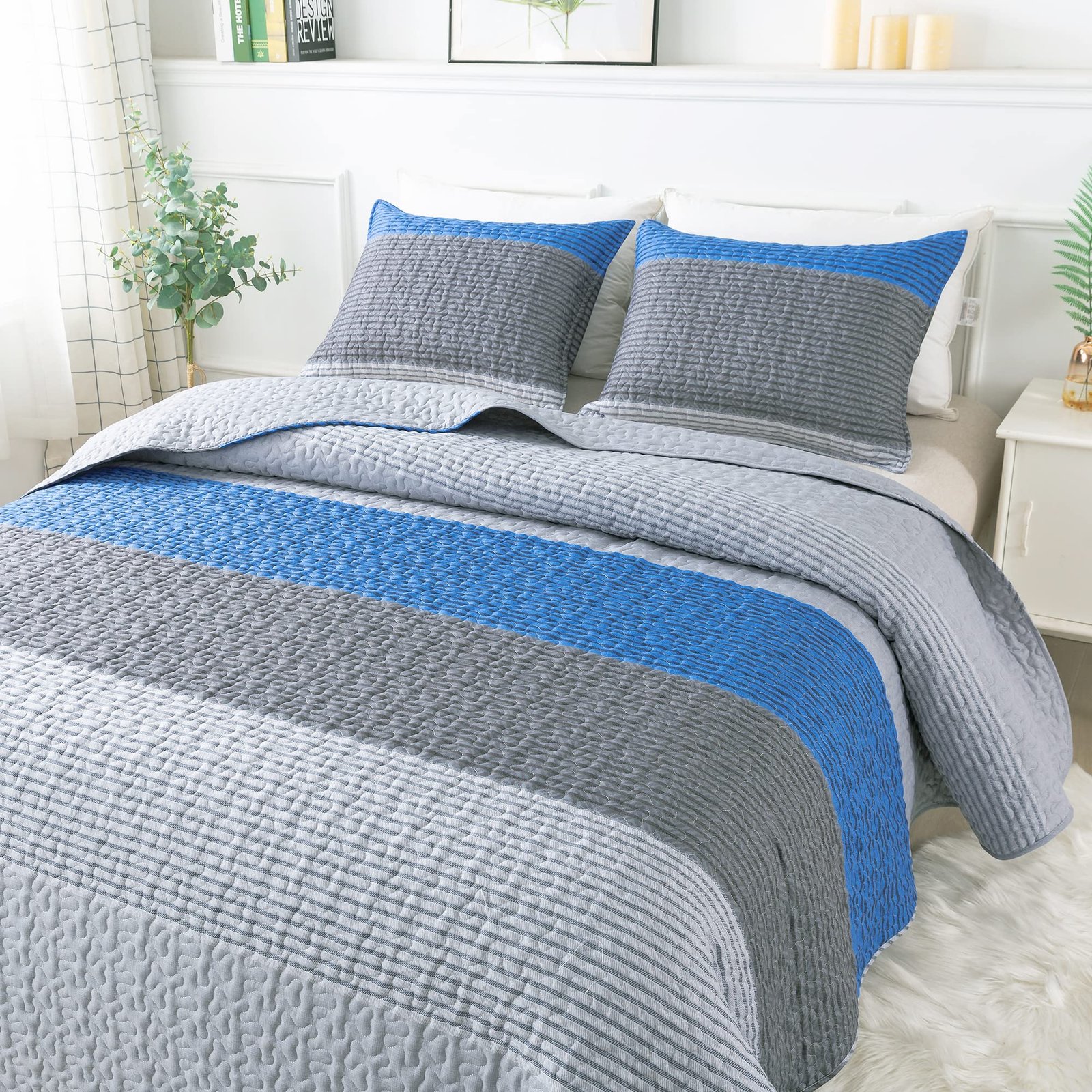 TODD GRIMES King Size Quilt Set Sage Green, 3 Pieces Mint Green Ultra Soft Lightweight Bedspreads & Coverlets Set, Patchwork Striped Quilted Bedding Sets for All Seasons (1 Quilt, 2 Pillow Shams) - Image 31