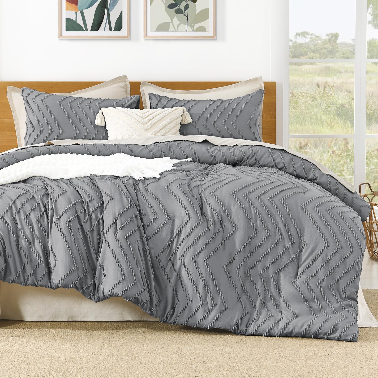 TODD GRIMES King Size Comforter Set Dark Emerald Green, 3 Pieces Lightweight Fluffy Comforter King Size Boho Tufted Comforter Bed Set Gift Choice - Image 18