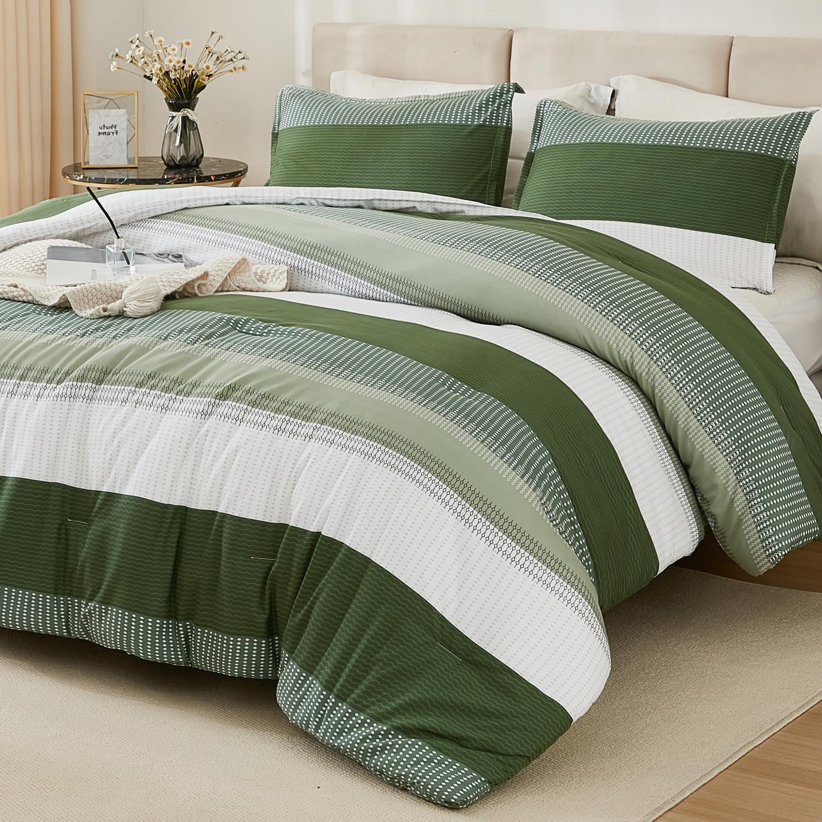 TODD GRIMES Queen Comforter Set Black White Grey - 3 Pieces Lightweight Summer Bedding Set, All Season Down Alternative Comforter (1 Comforter, 2 Pillowcases) - Image 34