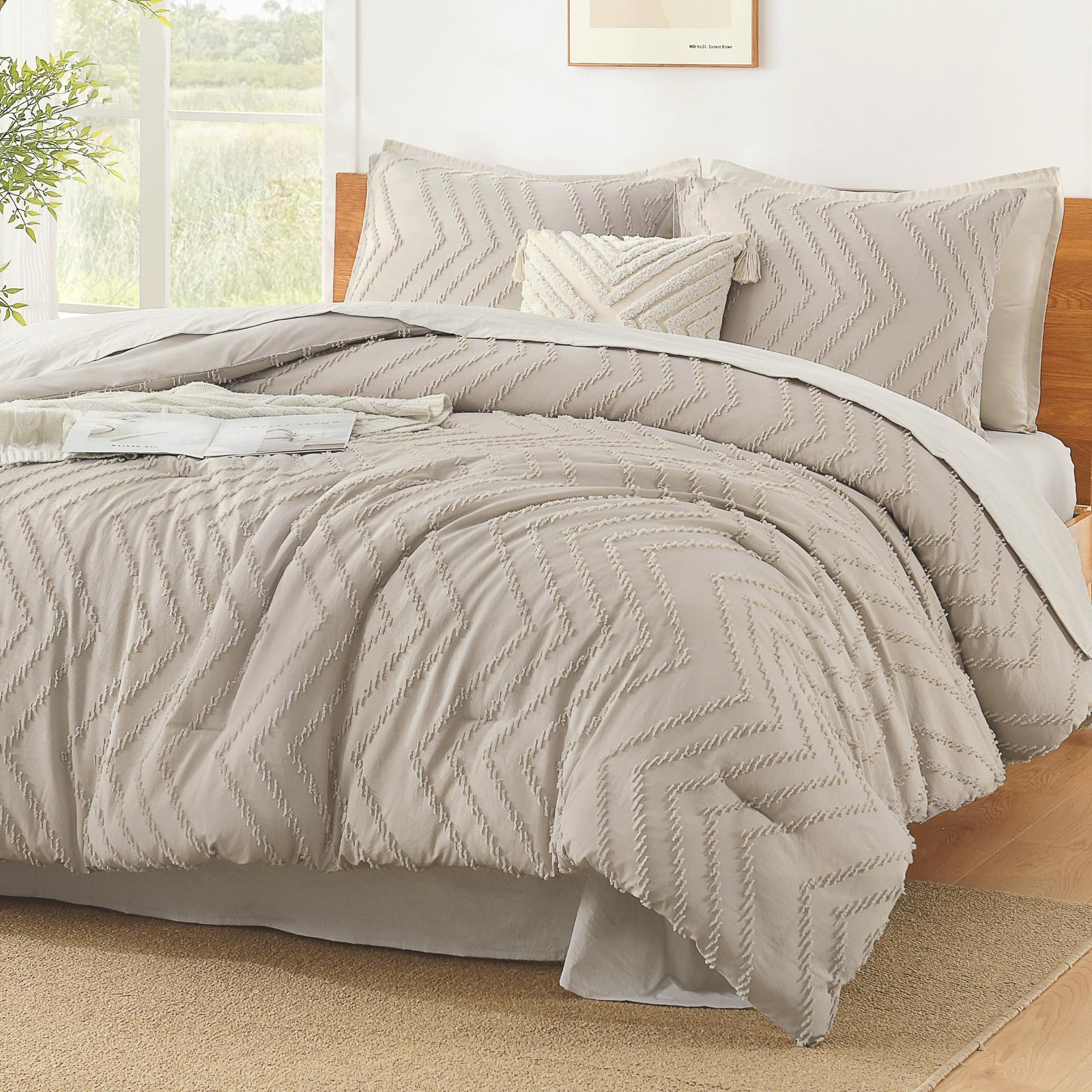 TODD GRIMES King Size Comforter Set Dark Emerald Green, 3 Pieces Lightweight Fluffy Comforter King Size Boho Tufted Comforter Bed Set Gift Choice - Image 21